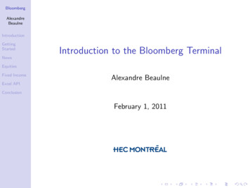 Introduction To The Bloomberg Terminal