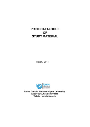 PRICE CATALOGUE OF STUDY MATERIAL - IGNOU