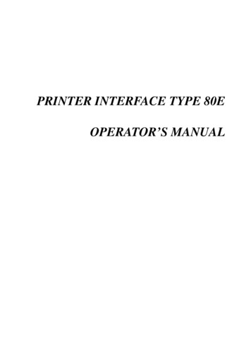PRINTER INTERFACE TYPE 80E OPERATOR’S MANUAL