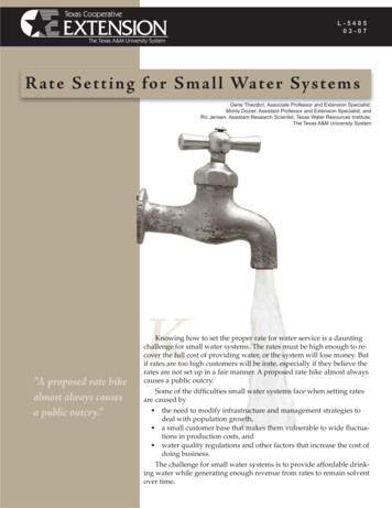 Rate Setting For Small Water Systems - Texas A&M University