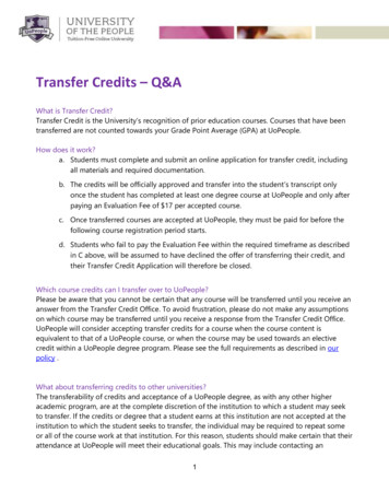Transfer Credits Q&A - UoPeople