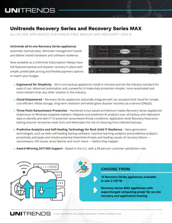 Unitrends Recovery Series And Recovery Series MAX