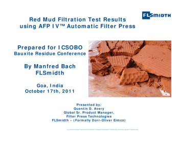 Red Mud Filtration Test Results Prepared For ICSOBO