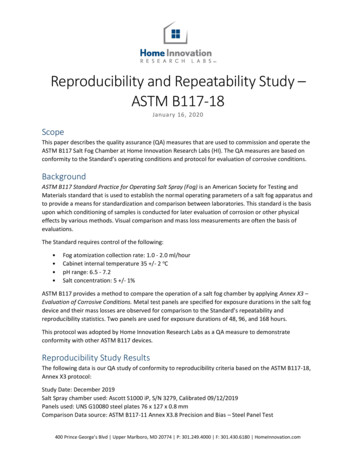 Reproducibility And Repeatability Study - ASTM B117-18
