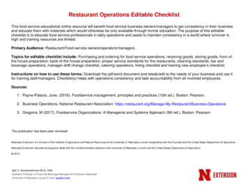 Restaurant Operations Editable Checklist