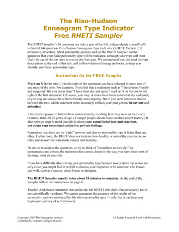The Riso-Hudson Enneagram Type Indicator Free RHETI Sampler