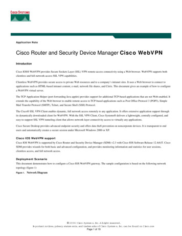 Cisco Router And Security Device Manager Cisco WebVPN