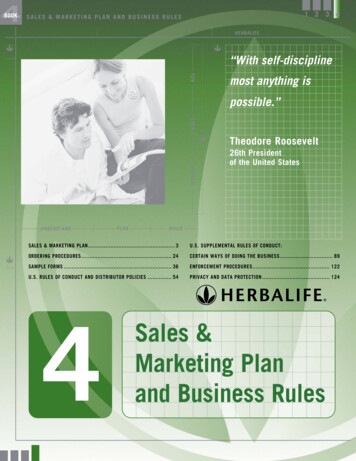 Sales And Marketing Plan And Business Rules