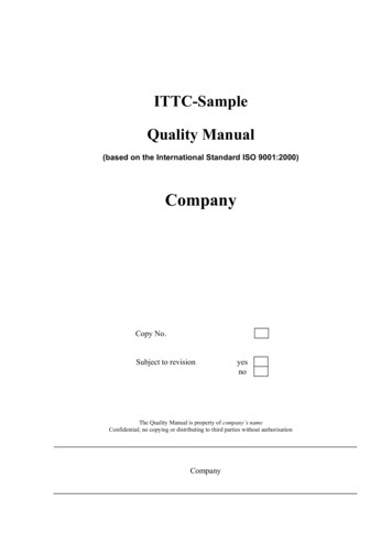 ITTC-Sample Quality Manual