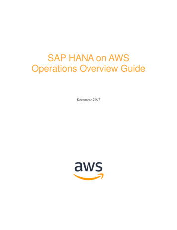 SAP HANA On AWS Operations Overview Guide