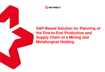 SAP-Based Solution For Planning Of The End-to-End .