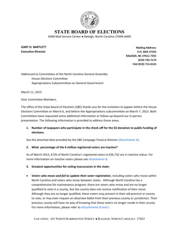STATE BOARD OF ELECTIONS - Ncleg.gov