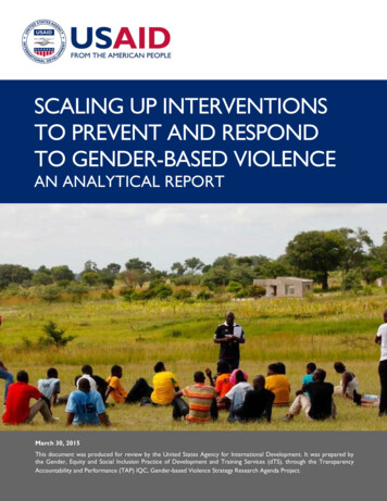 Scaling Up Interventions To Prevent And Respond To GBV