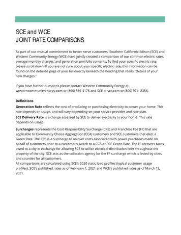 SCE And WCE JOINT RATE COMPARISONS