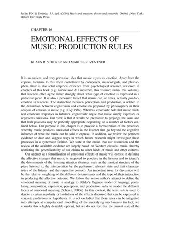 EMOTIONAL EFFECTS OF MUSIC: PRODUCTION RULES