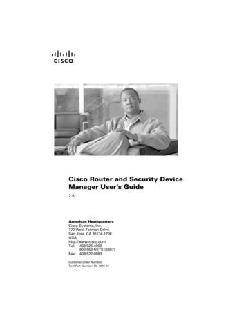 Cisco Router And Security Device Manager User’s Guide