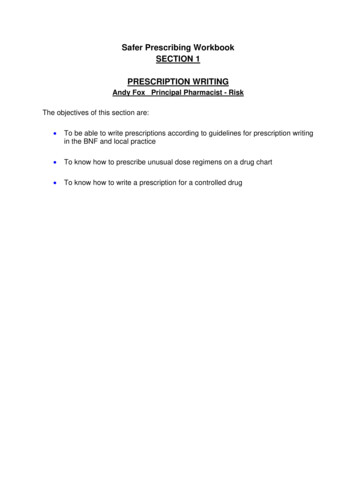 Safer Prescribing Workbook SECTION 1 PRESCRIPTION WRITING