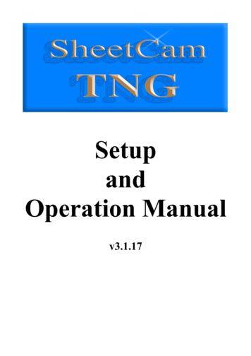 Setup And Operation Manual - Sheetcam 