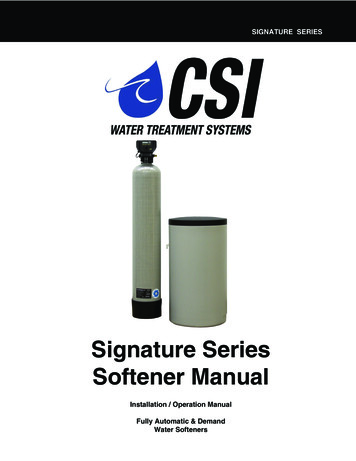 Signature Series Softener Manual - CSI Water Treatment Systems