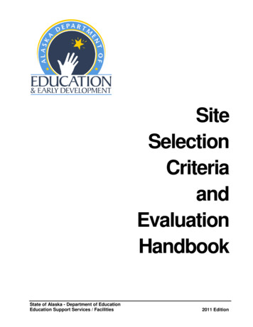 Site Selection Criteria And Evaluation Handbook