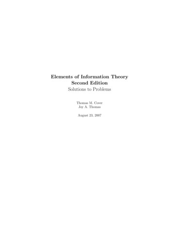 Elements Of Information Theory Second Edition Solutions To .