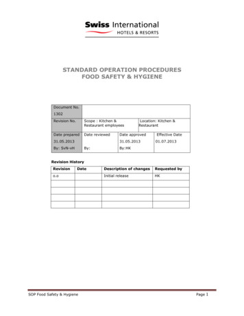 STANDARD OPERATION PROCEDURES FOOD SAFETY . - Royal 