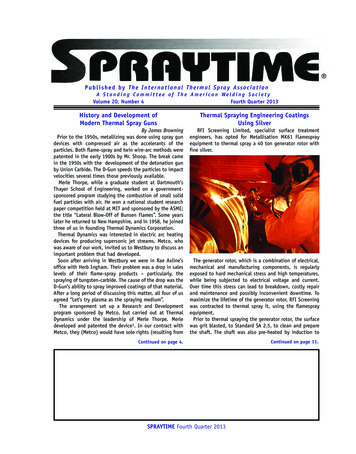 History And Development Of Thermal Spraying Engineering .