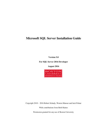 Microsoft SQL Server Installation Guide - BU