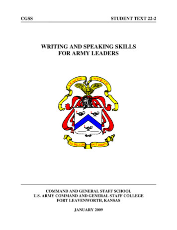 WRITING AND SPEAKING SKILLS FOR ARMY LEADERS