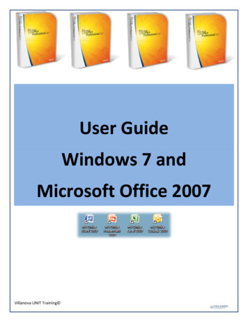 User Guide Windows 7 And Microsoft Office 2007