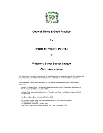 Code Of Ethics & Good Practice For SPORT For YOUNG PEOPLE