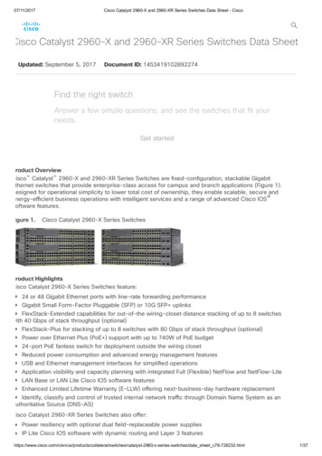 Cisco Catalyst 2960-X And 2960-XR Series Switches Data Sheet