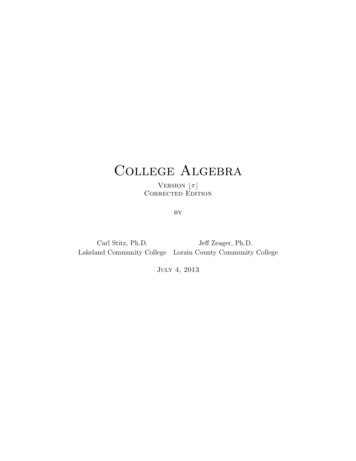 College Algebra - Stitz Zeager