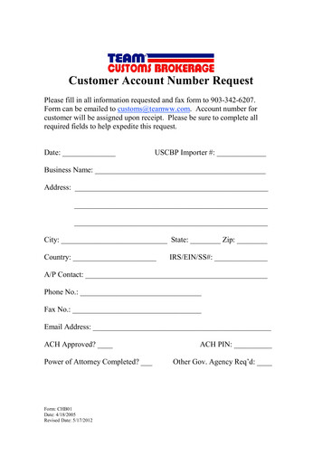 Customer Account Number Request - Teamww 