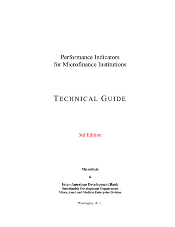 Performance Indicators For Microfinance Institutions