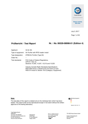 Prüfbericht / Test Report Nr. / No. 06528-08998-01 (Edition 4)