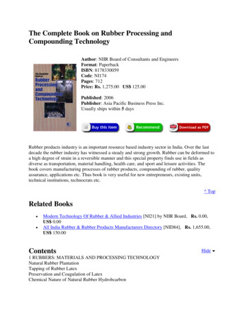The Complete Book On Rubber Processing And Compounding .