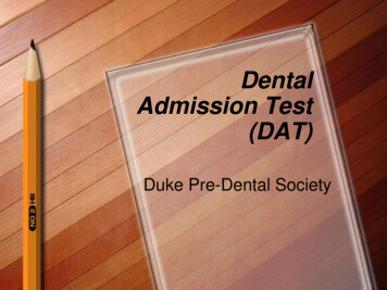 Dental Admission Test (DAT) - Duke University