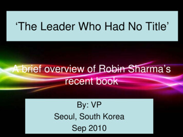 ‘The Leader Who Had No Title’ - WordPress 