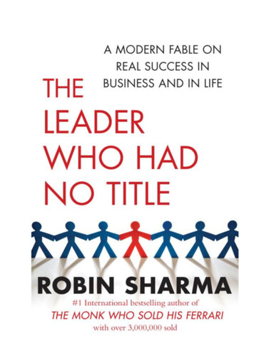 The Leader Who Had No Title Robin Sharma - WordPress 