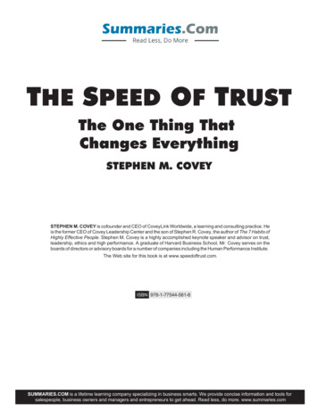 The Speed Of Trust - Summaries