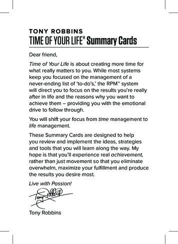 TIME OF YOUR LIFE Summary Cards - Tony Robbins