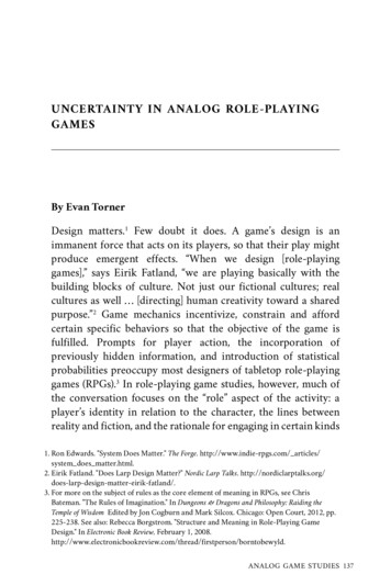UNCERTAINTY IN ANALOG ROLE-PLAYING GAMES