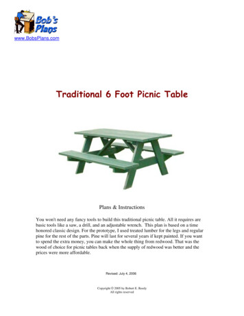 Traditional 6 Foot Picnic Table - Bobsplans 
