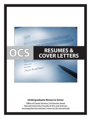 OCS COVER LETTERS RESUMES - Harvard University