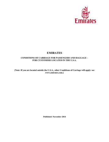 Conditions Of Carriage US - Emirates