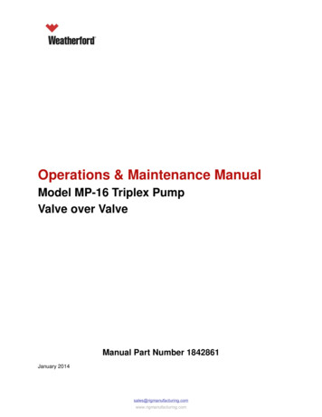 Operations & Maintenance Manual - RIG MANUFACTURING