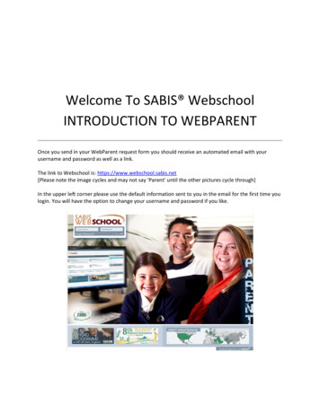 Welcome To SABIS Webschool INTRODUCTION TO WEBPARENT