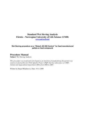 Standard Wet Sieving Analysis Fôrtek – Norwegian .