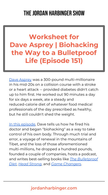 Worksheet For Dave Asprey Biohacking The Way To A .